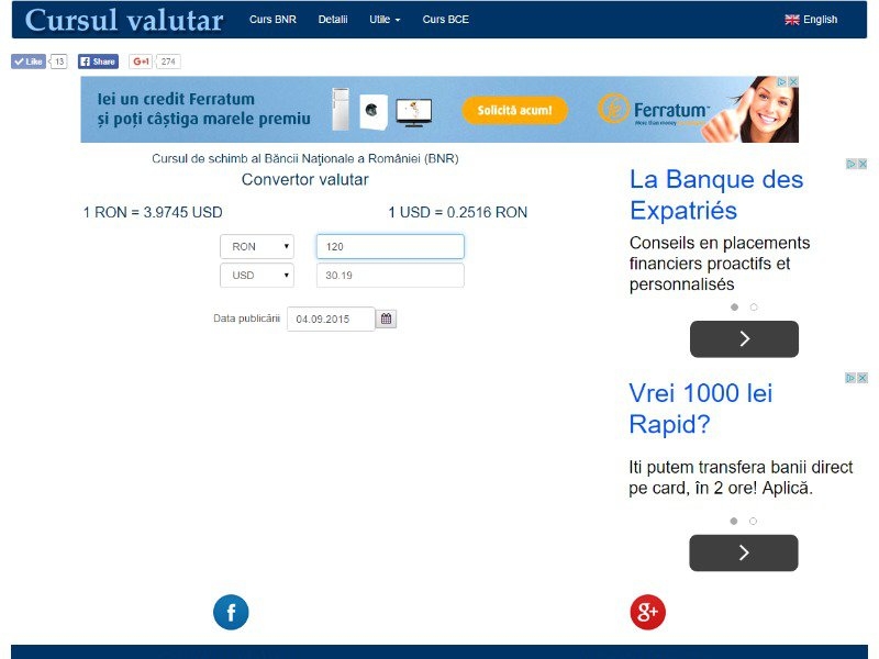 Curs valutar BNR